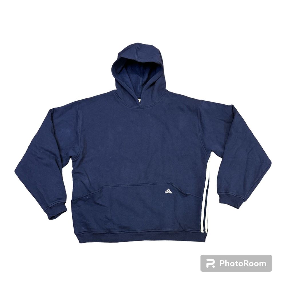 Old School Adidas Pullover Hoodie, Mens, Navy Blue, Size XL Baggy Y2K look